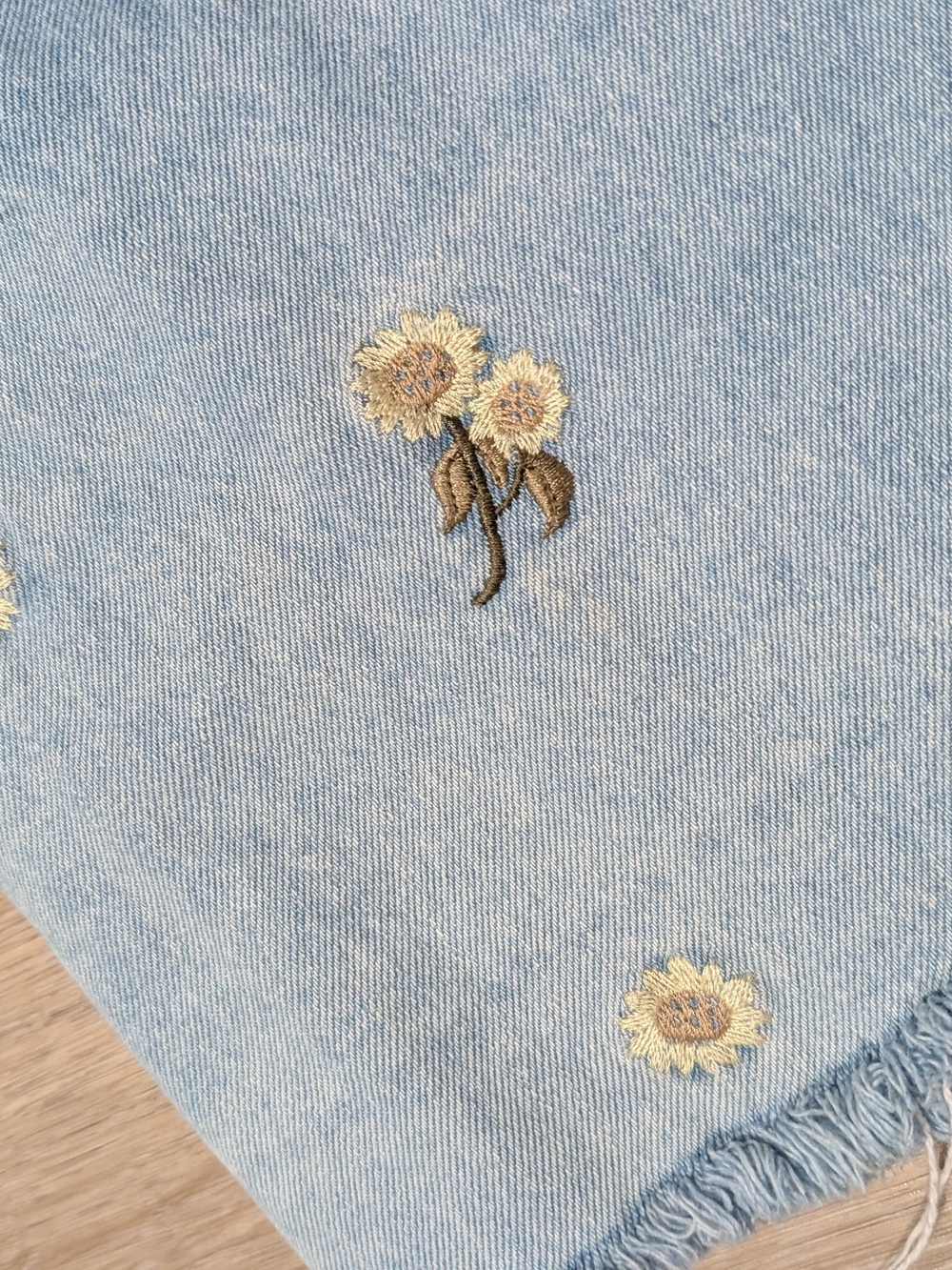 Vintage Nevada Jean Shorts Light Blue Embroidered Flowers Cottage Core 1990s - Picture 5 of 10